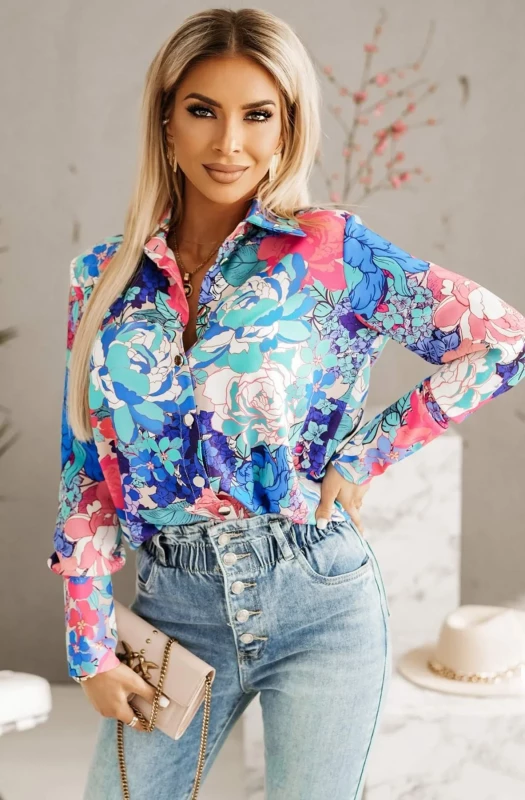 ETTIE FLORAL PRINT MULTICOLOR SHIRT BLOUSE TOP
