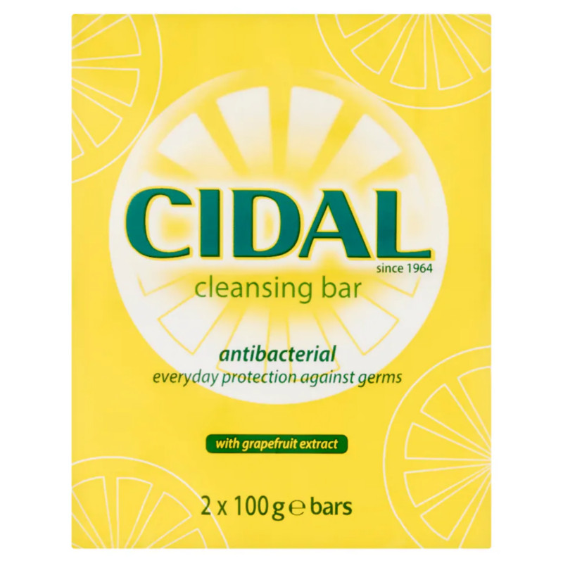 Cidal Antibacterial Cleansing Bar Soap With Grapefruit Extract 2x100g