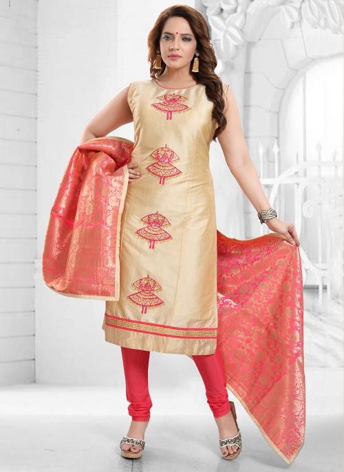Festival Wear Tussar Aari Work Bamboo Silk Readymade Salwar Suit