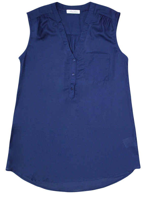 Sleeveless Woven Pocket Blouse