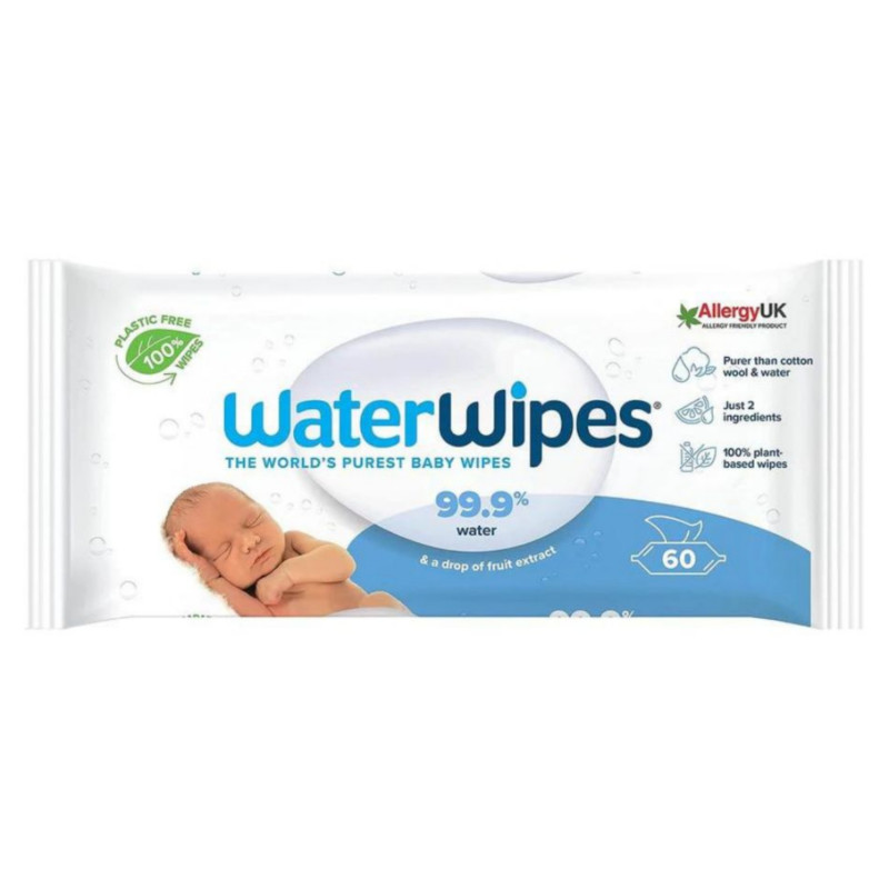 Water Wipes The World's Purest Baby Wipes 99.9% Water 60Pack