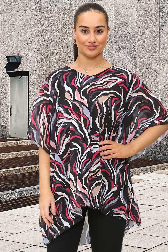 Italian V Neck Abstract Colour Print Top