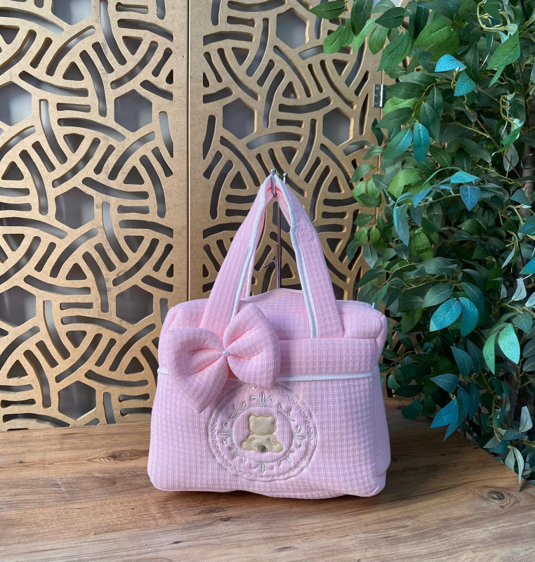 Baby Girls Embroidered Teddy Pink Changing Bag
