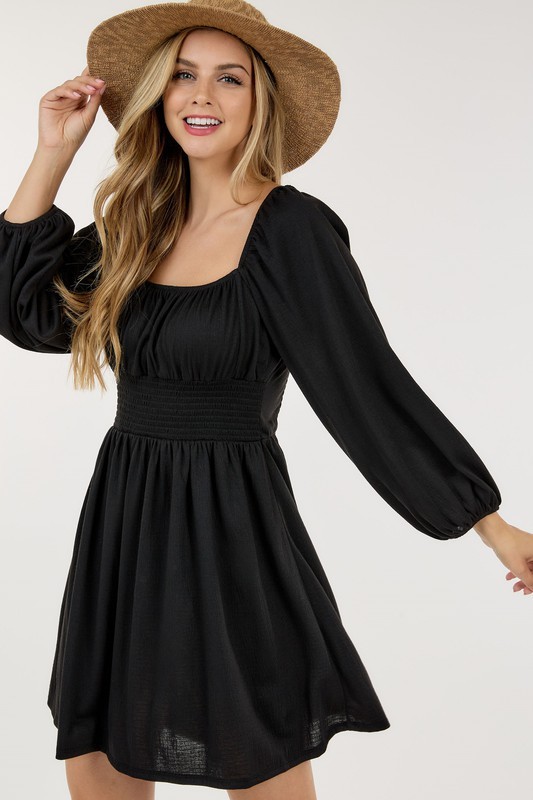 BUBBLE LONG SLEEVE SHORT DRESS