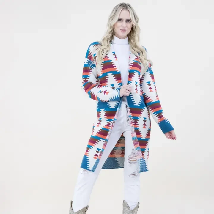Aztec Diamond Pattern Cardigan FP64111