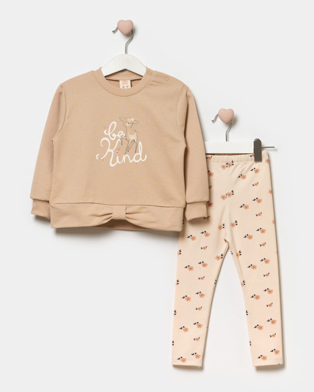 Baby Girls Reindeer Print Top & Floral Leggings Set (9-24M)