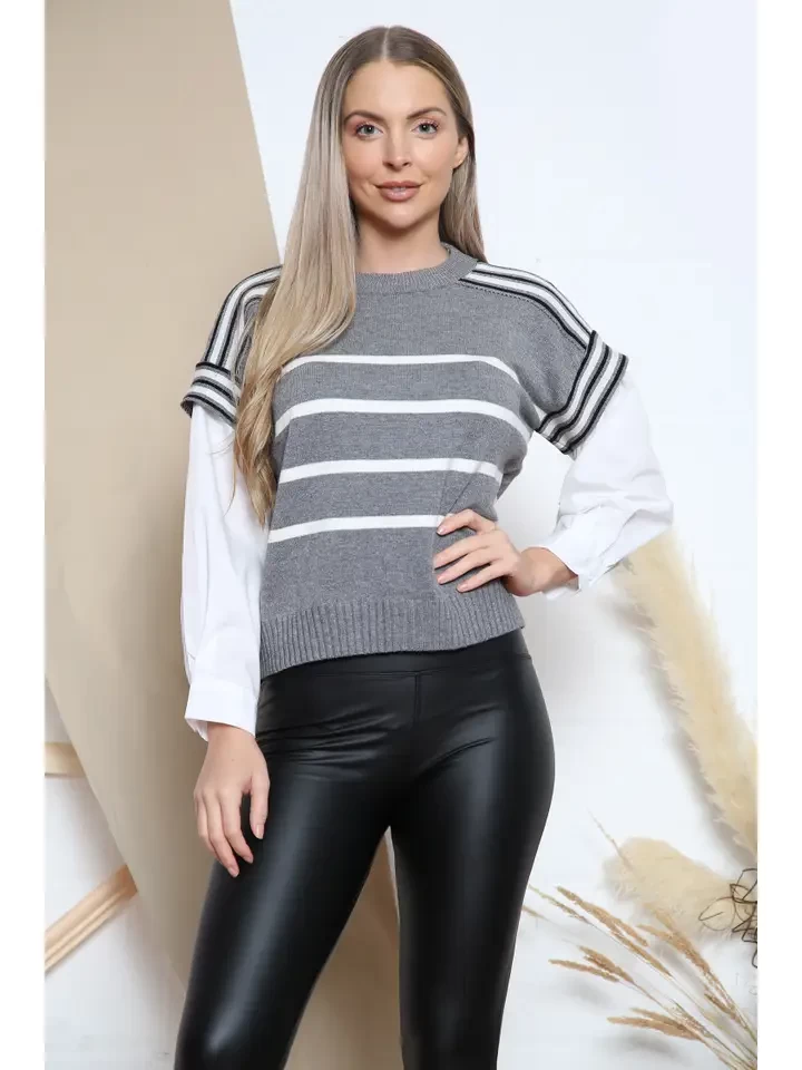 Striped Jumper with Blouse Sleeves