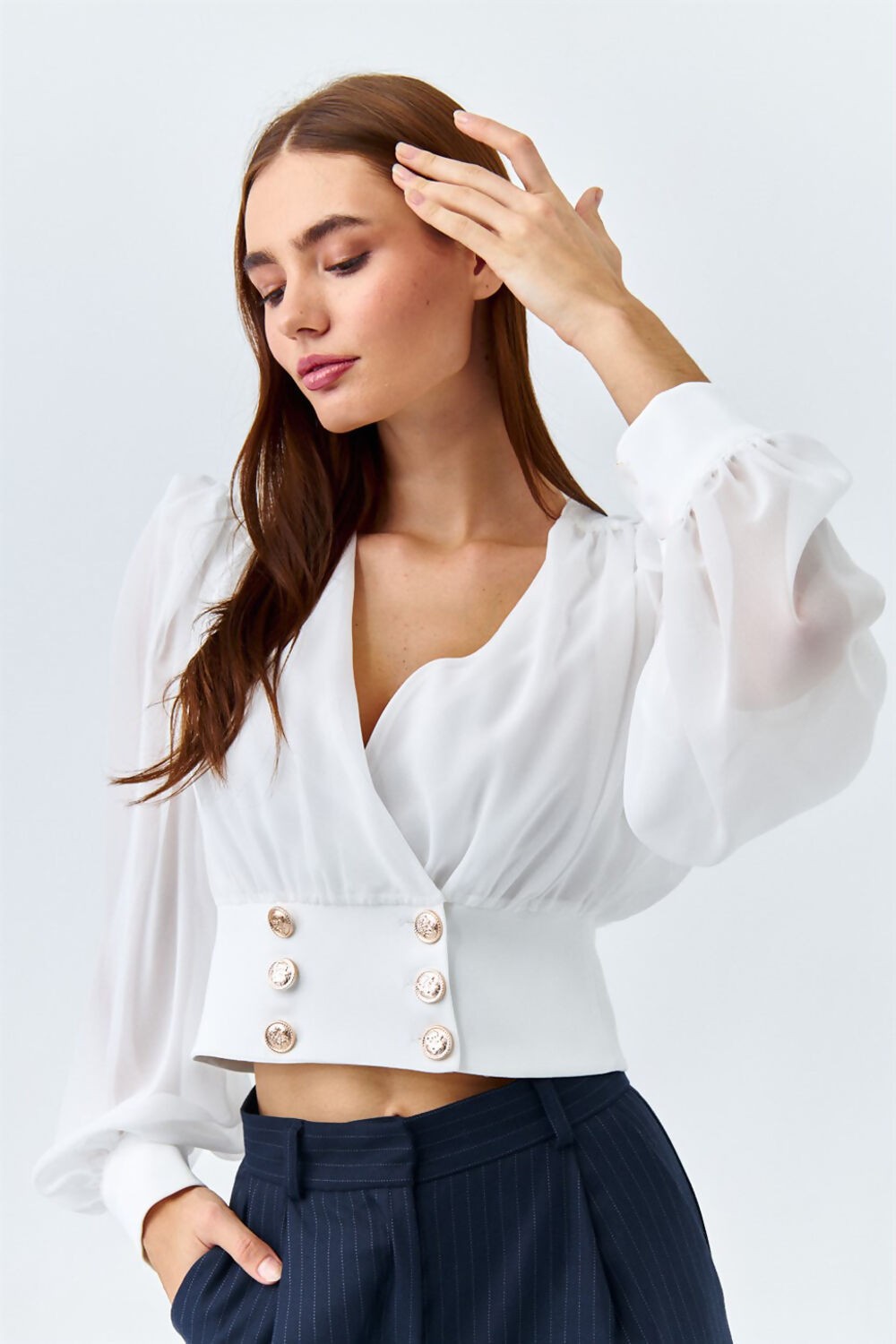 CROSS OVER EMBEL BLOUSE