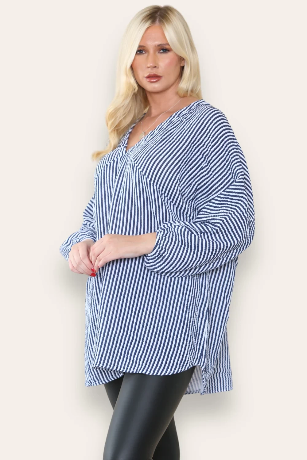 CHEESE CLOTH STRIPE OVERSIZED TOP