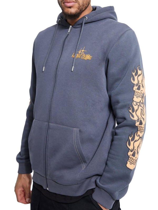 Mens Cotton Rich Skull Sleeve Hoodie