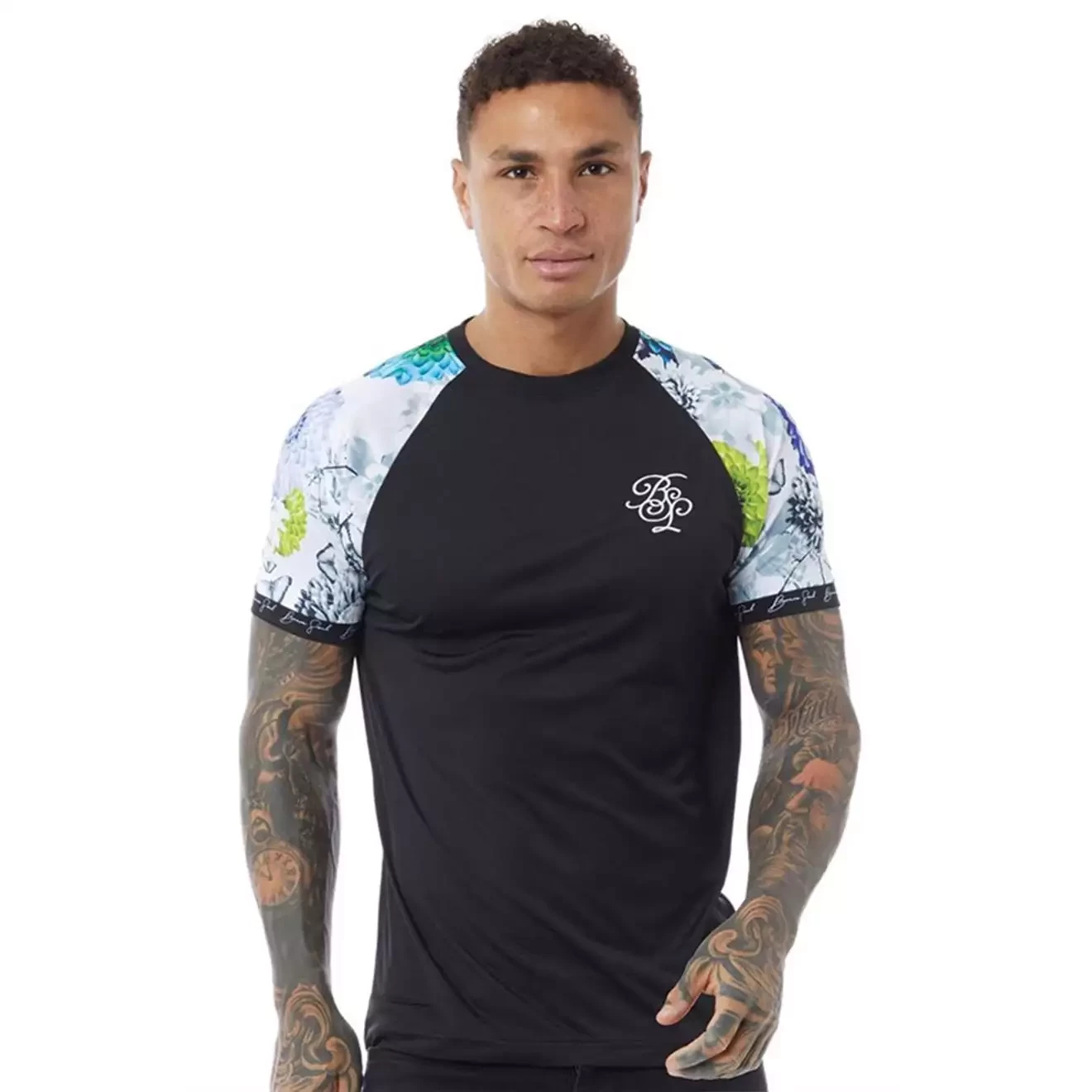 Black printed raglan sleeve t-shirt