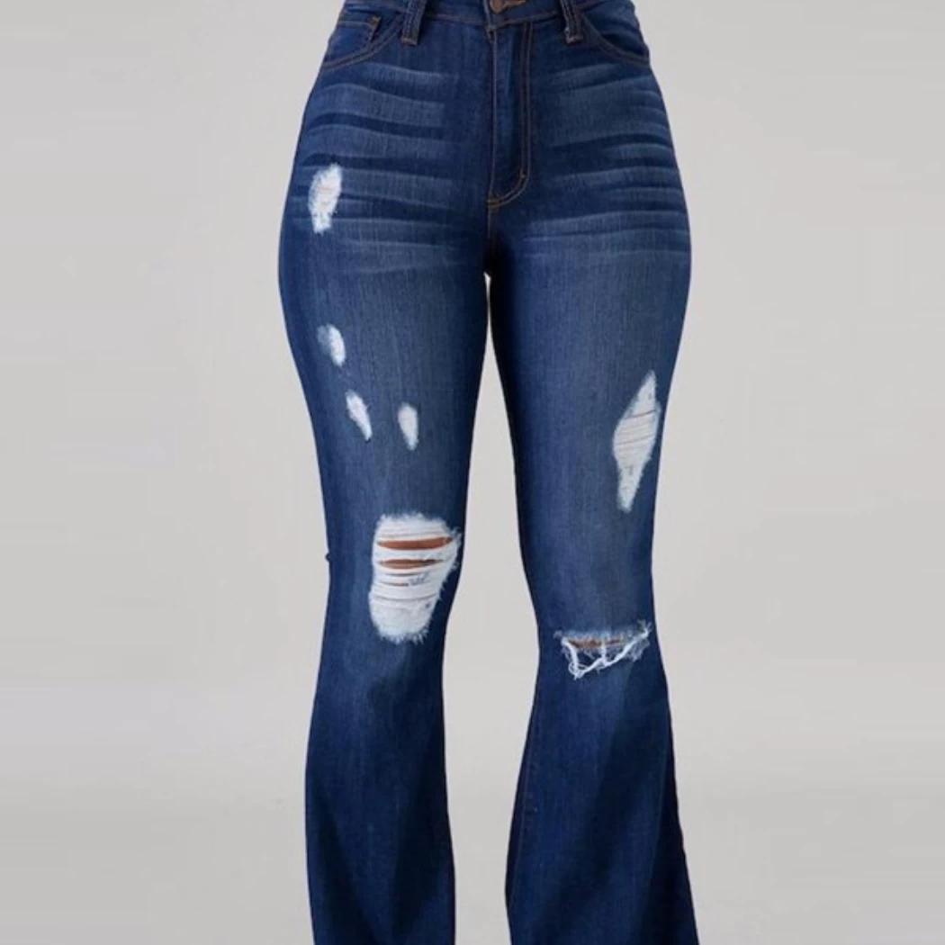 High-rise Ripped Slim Flared Jeans