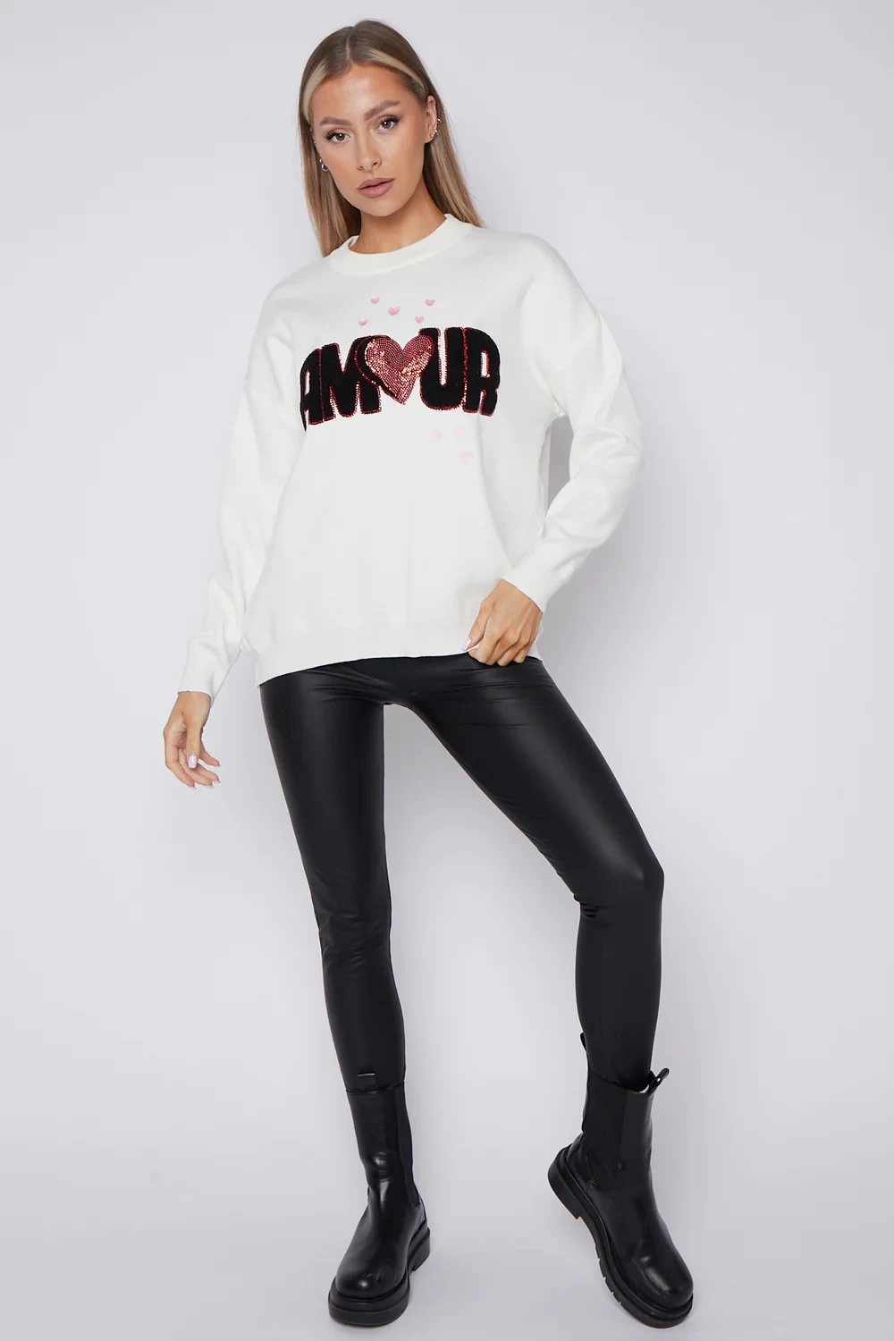 AMOUR HEART EMBELLISHED JUMPER
