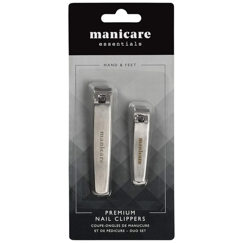 Manicare Essentials Hand & Feet Premium Stainless Steel Nail Clippers DUO Pack
