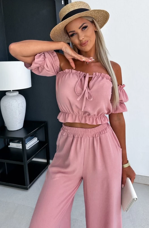 JOANNE FRILL TWO PIECE CO-ORD SET-DUSTY PINK