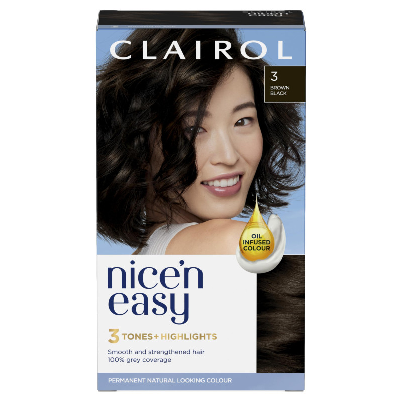 Clairol Nice'n Easy Crème Natural Looking Oil-Infused Permanent Hair Dye Brown Black 3