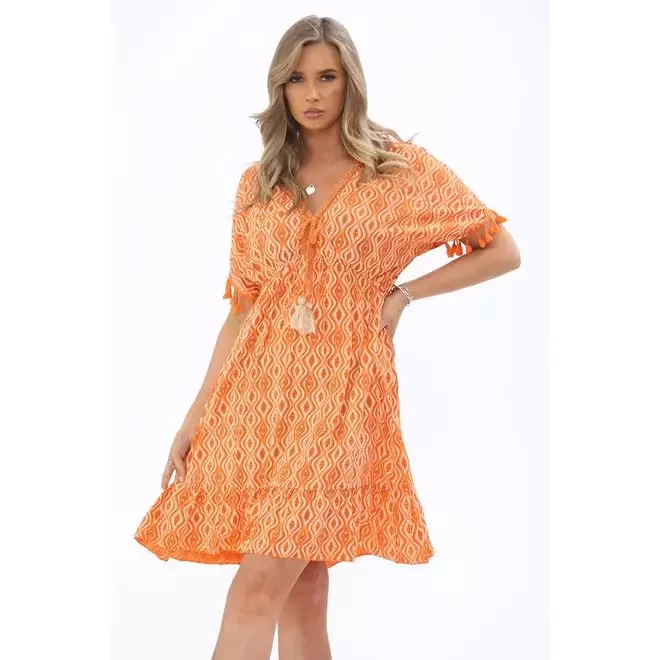 PRINTED TASSEL DRESS