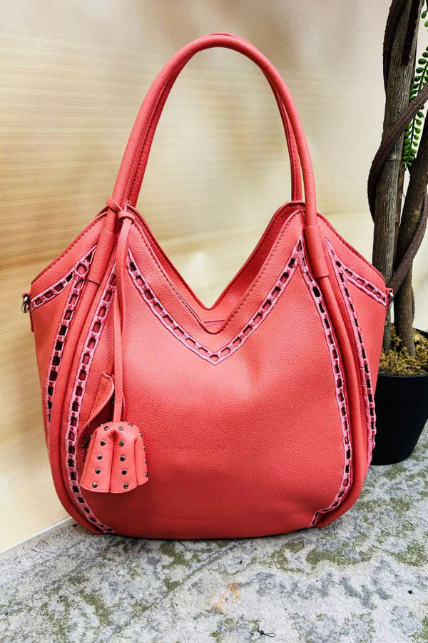 Stud Detail Two Handle Shoulder Bag