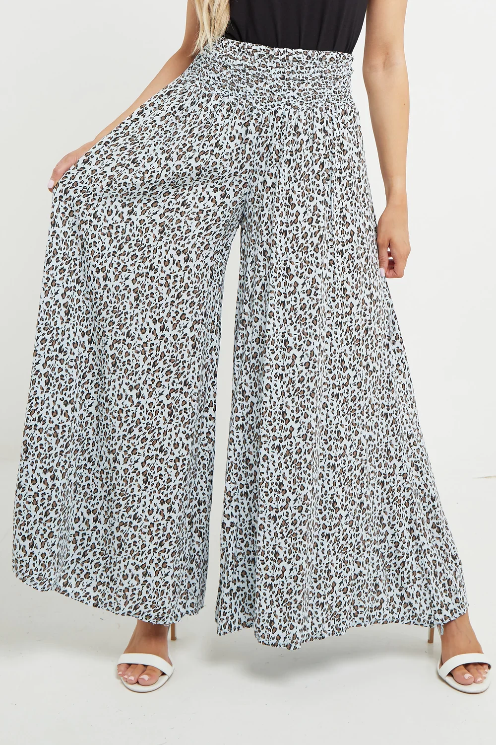 LEOPARD WIDE LEG TROUSERS