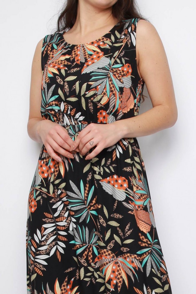 Tropical Print Maxi Dress