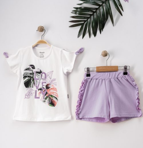 Girls Safari Print Summer Top & Ruffle Shorts Set (3-6Y)