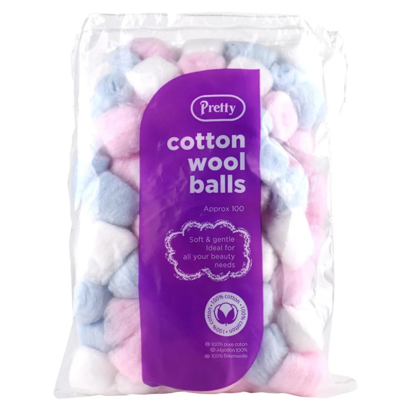 Pretty Cotton Wool Balls Soft and Gentle 100Pack