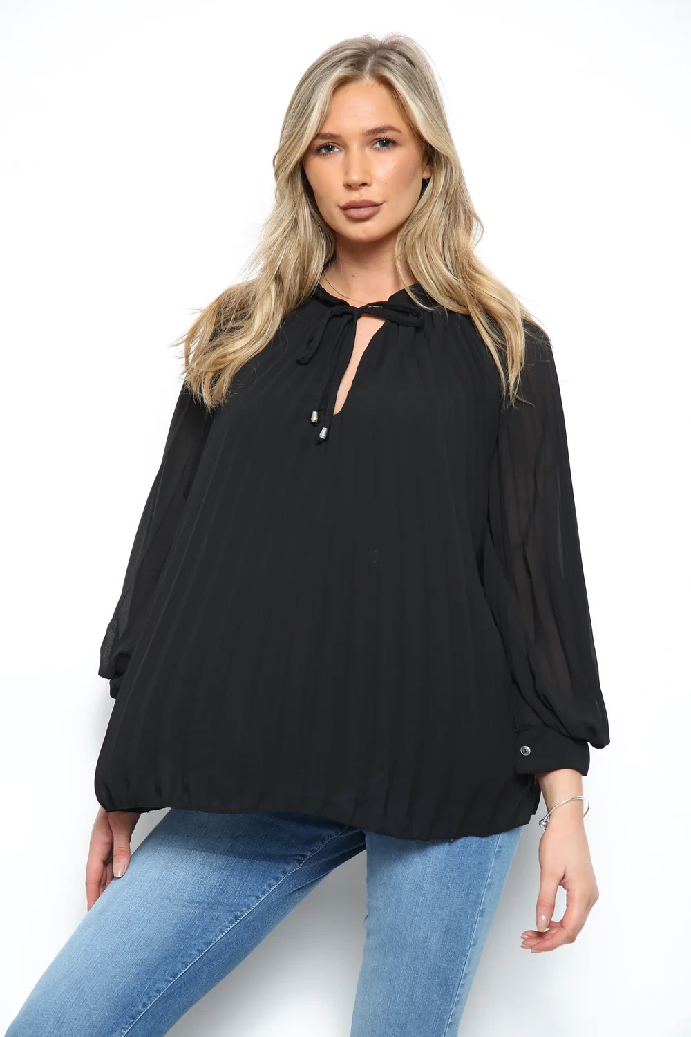 PLEATED TIE-UP TOP