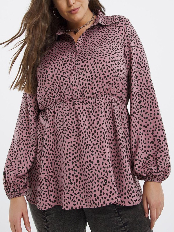 Animal Print Volume Sleeve Shirt