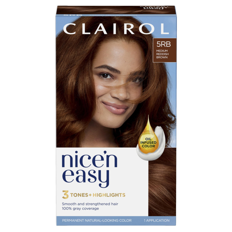 Clairol Nice'n Easy Crème Natural Looking Oil-Infused Hair Dye Medium Reddish Brown 5RB
