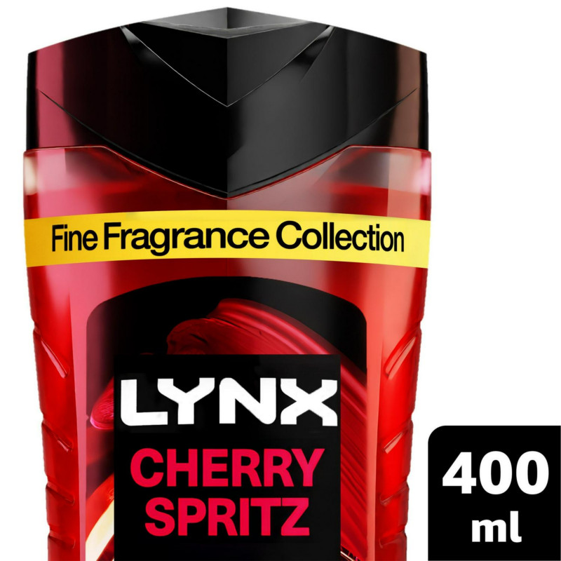 Lynx Cherry Spritz Fine Fragrance Shower Gel Body Wash for Men 400ml