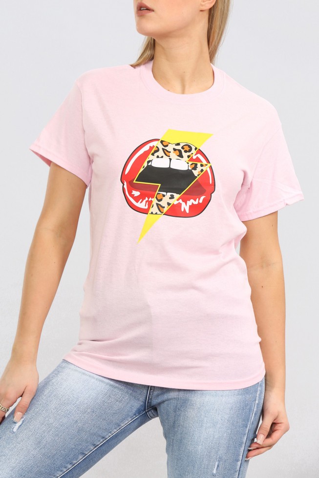 Lightning Lips Print T-Shirt