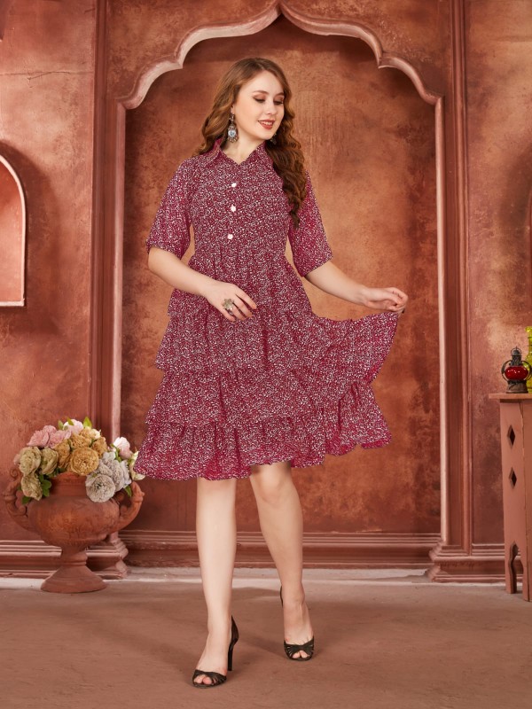 New Collection in Frill kurti with Fancy coller nackand Sleeves