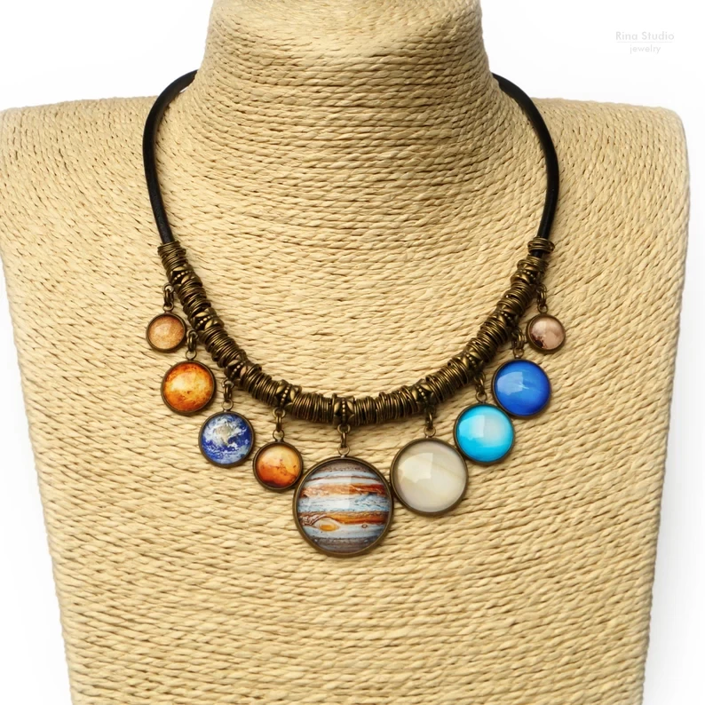 Planet Necklace Solar System Bib Statement Necklace