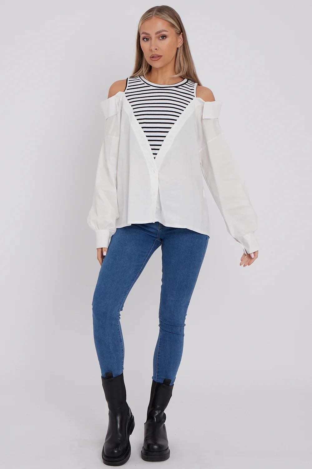 COLD SHOULDER SHIRT BLOUSE