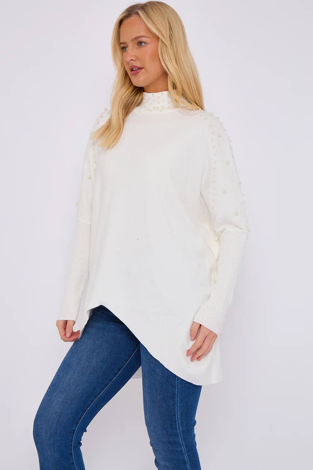 PEARL EMBELLISHED HIGHNECK JUMPER