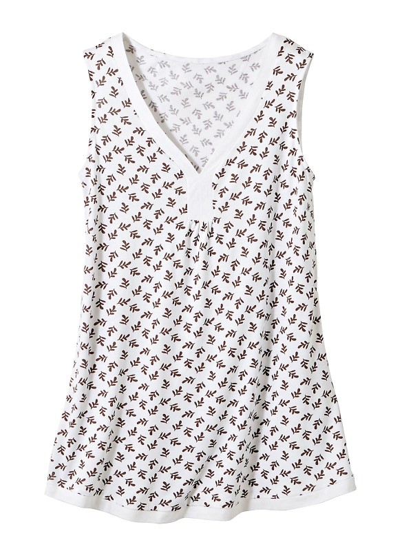 Leaf Print Sleeveless Top