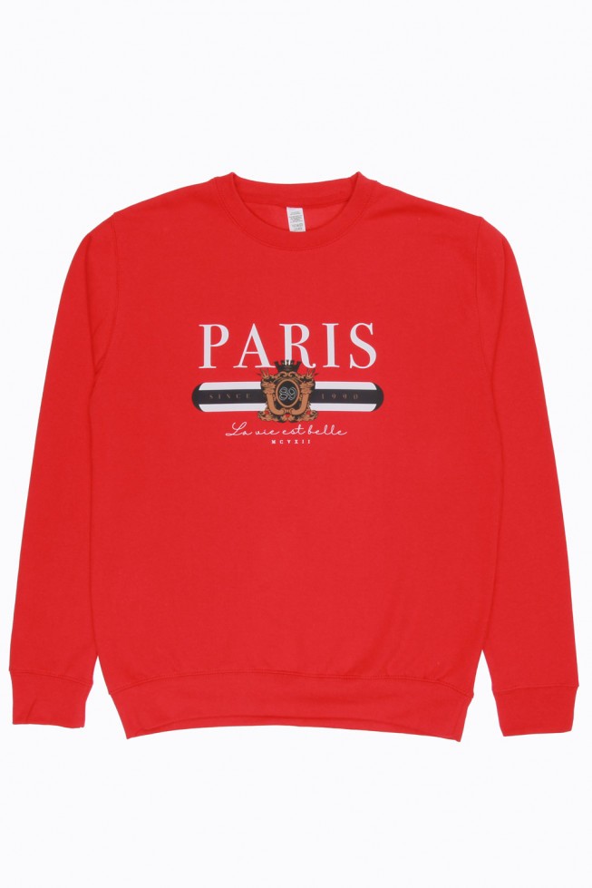 Paris Slogan Print Oversized Sweatshirt