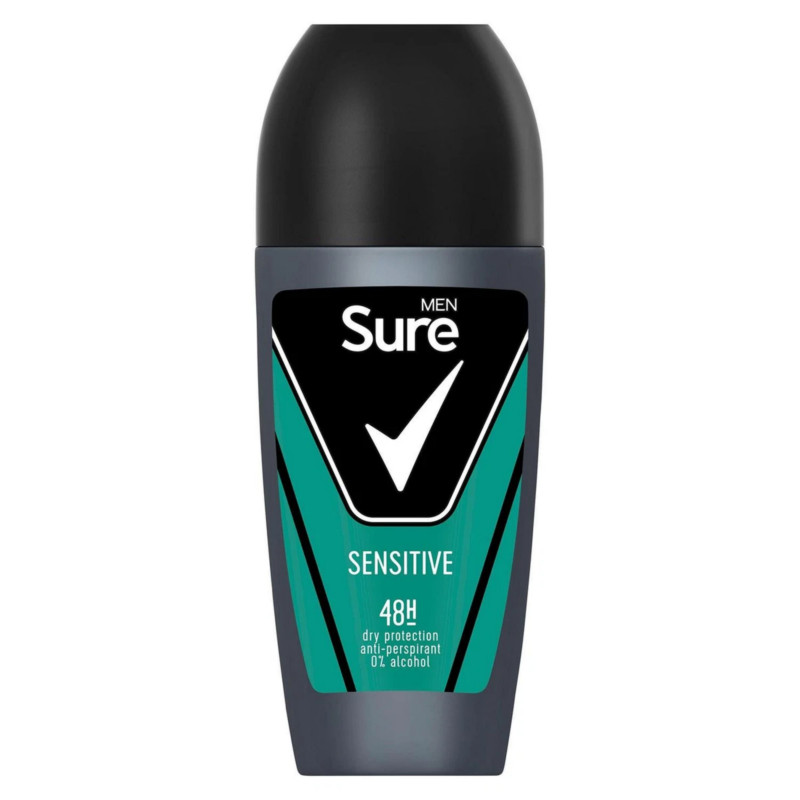 Sure Men Sensitive 48Hr Dry Protection Anti-Perspirant Deodorant Roll On 50ml