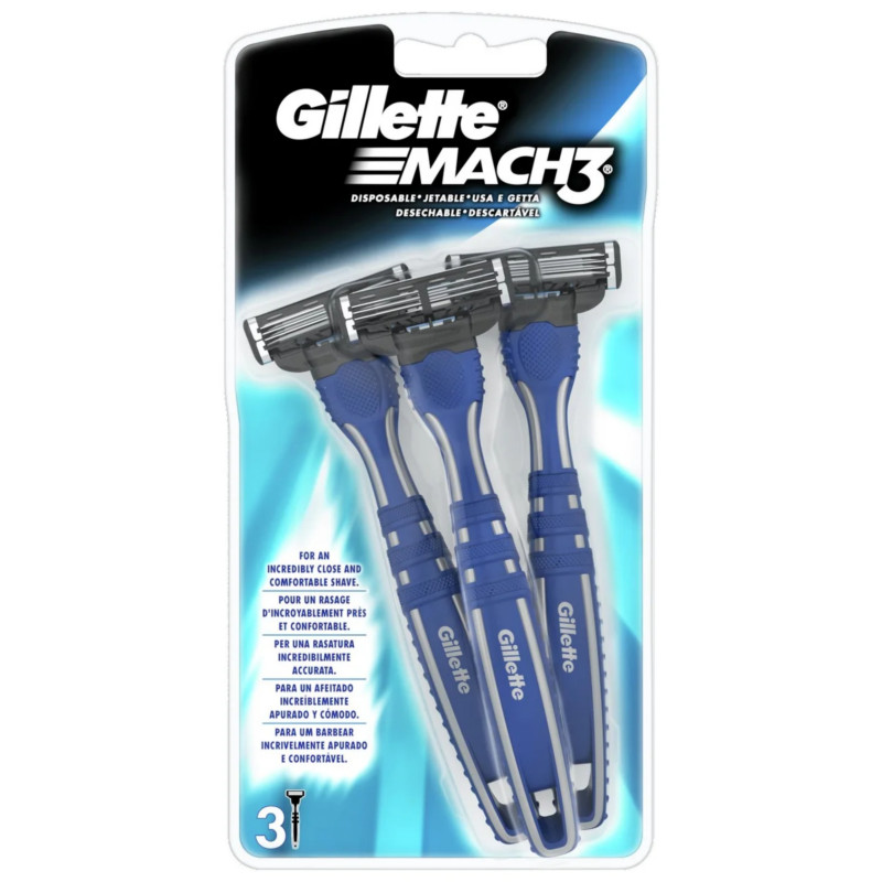 Gillette Mach 3 Men's Disposable Razor For Close and Comfortable Shave 3Pack