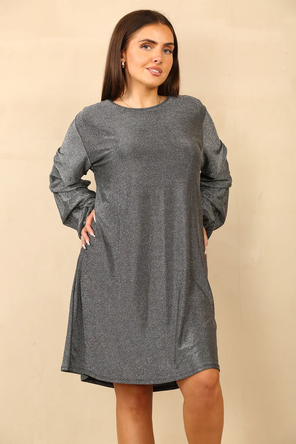 COLE RUCHED SLEEVE GLITTER BLOUSE