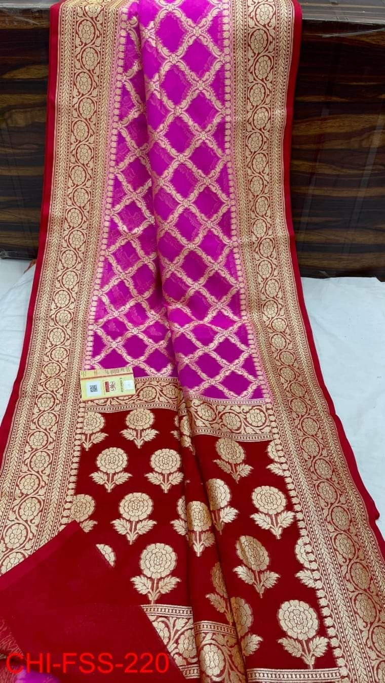 Banarasi semi Georgette katan Silk Soft lailing buti nimzari fancy saree