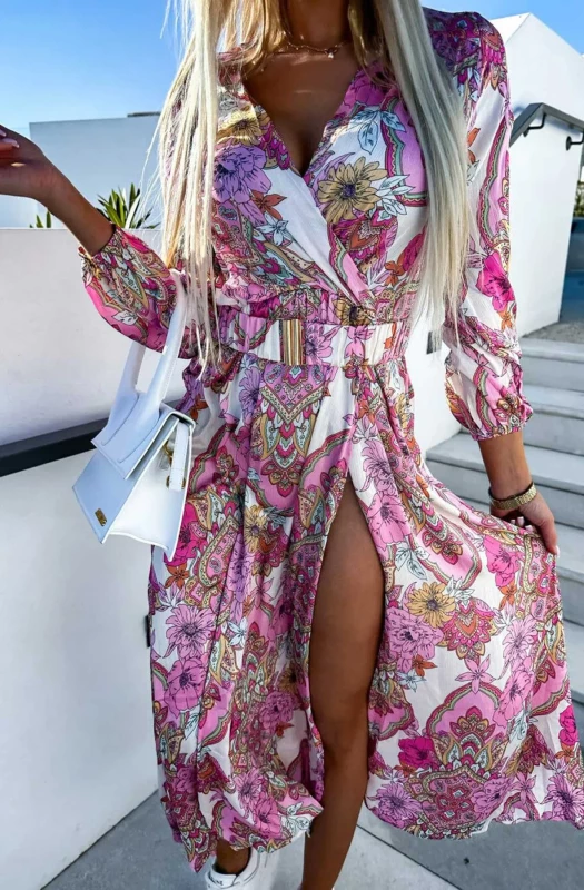 AYANA FLORAL PAISLEY SATIN MAXI DRESS