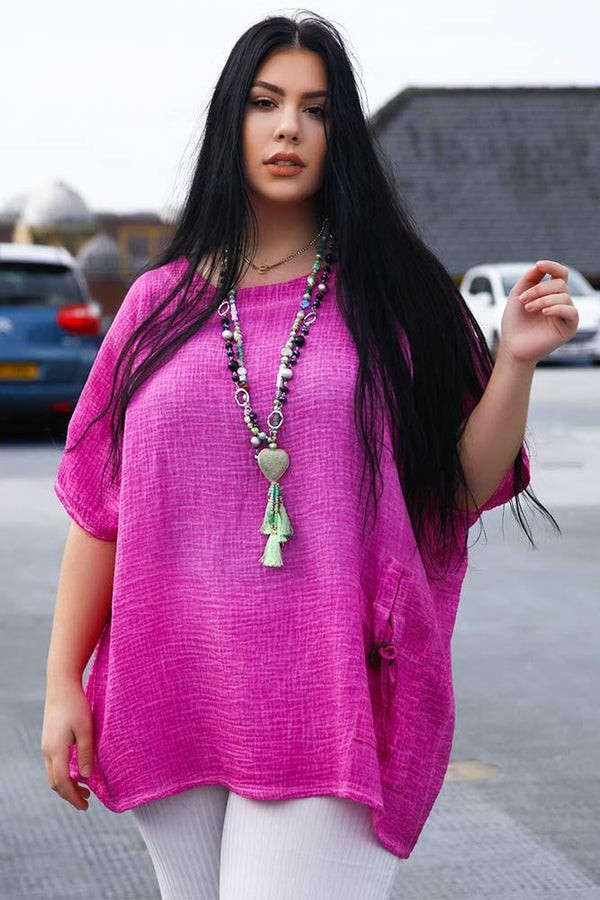 Cotton Button Pocket Kaftan Top