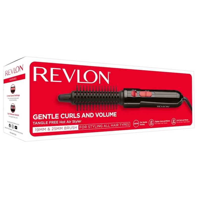 Revlon Gentle Curls and Volume 250W Tangle Free Hot Air Styler 19mm x 25mm Brush For Styling All Hair Types