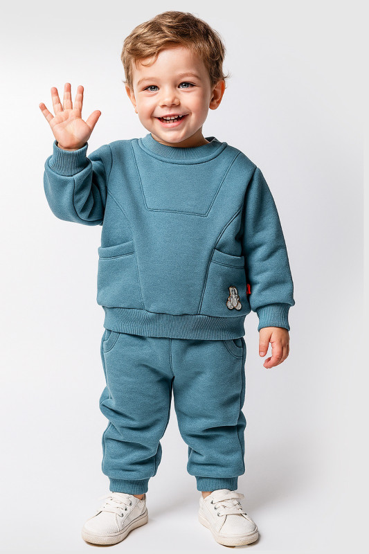 Baby Boys Two Piece Teddy Badge Pocket Tracksuit (9-24M)