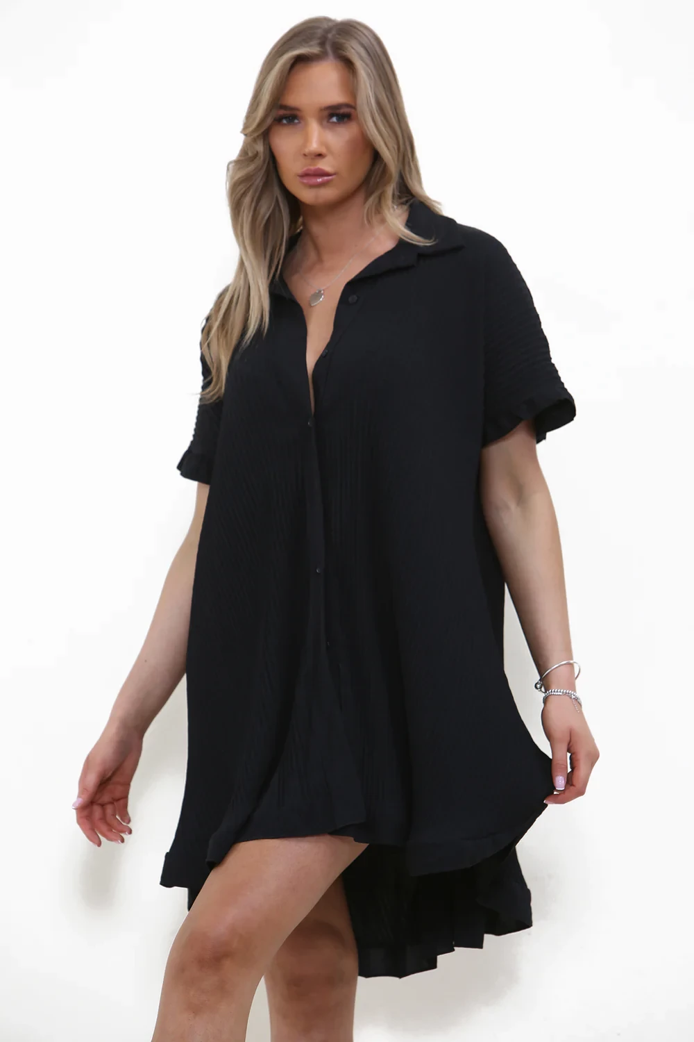 OVERSIZED PLEATED FRILL SHIRT