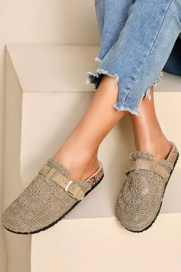 Crochet Buckle Strap Flat Shoes