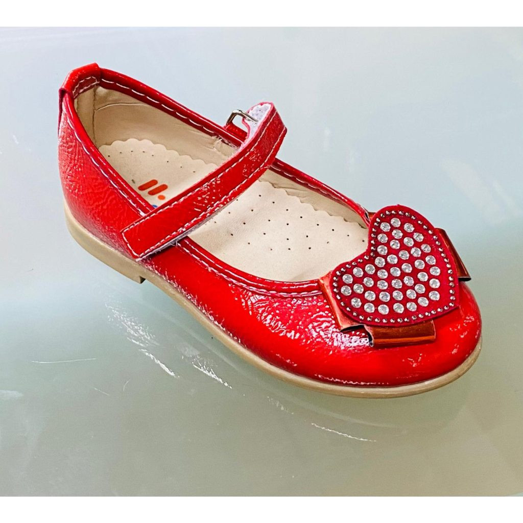 Girls Heart Diamante Party Shoes