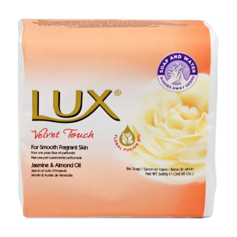 Lux Velvet Touch Jasmine and Almond Oil Long-Lasting Bar Soap 3x80g