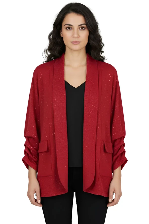 Subtle Glitter Specks Front Two Flap Pocket Cardigan